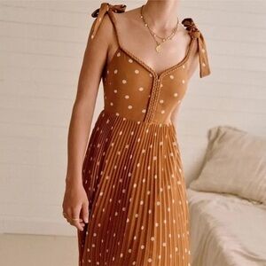 Sezane Nella Dress Pois Écru Fond Café - Size 38